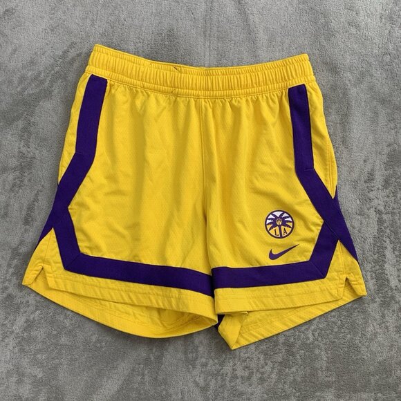 Nike Shorts Womens Medium Los Angeles Sparks WNBA Team Player Issue Yellow - Picture 1 of 10